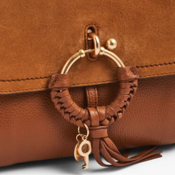 SEE BY CHLOE Joan Shoulder Bag Leather Suede Shoulder Crossbody Strap O-Ring